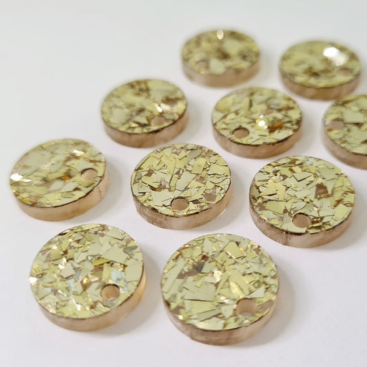 14mm CHUNKY GOLD GLITTER Acrylic Toppers/Studs