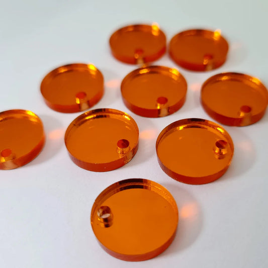 14mm ORANGE MIRROR Acrylic Toppers/Studs