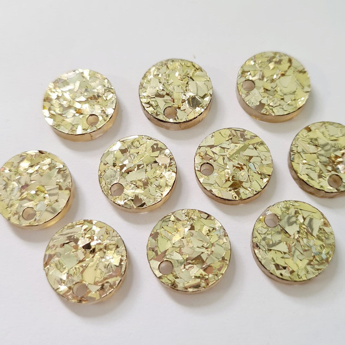 14mm CHUNKY GOLD GLITTER Acrylic Toppers/Studs