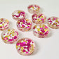 14mm PINK & GOLD BUBBLE GLITTER Acrylic Toppers/Studs