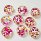 14mm PINK & GOLD BUBBLE GLITTER Acrylic Toppers/Studs