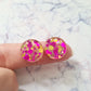 14mm PINK & GOLD BUBBLE GLITTER Acrylic Toppers/Studs