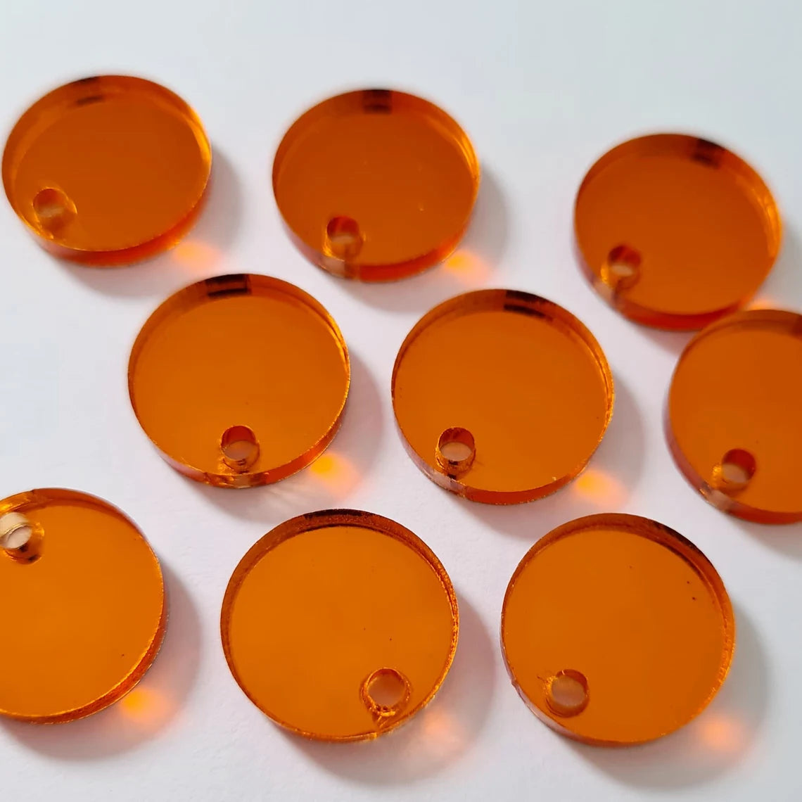 14mm ORANGE MIRROR Acrylic Toppers/Studs