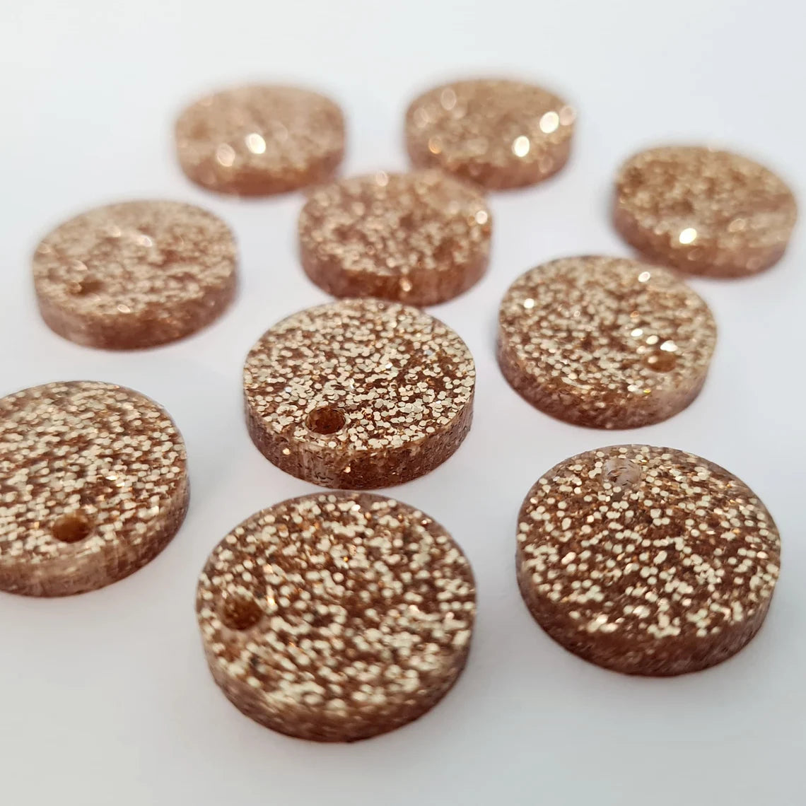 14mm ROSE GOLD GLITTER Acrylic Toppers/Studs