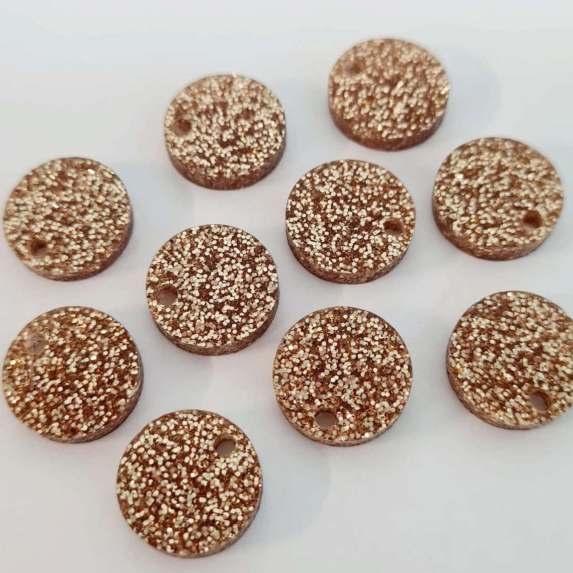 14mm ROSE GOLD GLITTER Acrylic Toppers/Studs