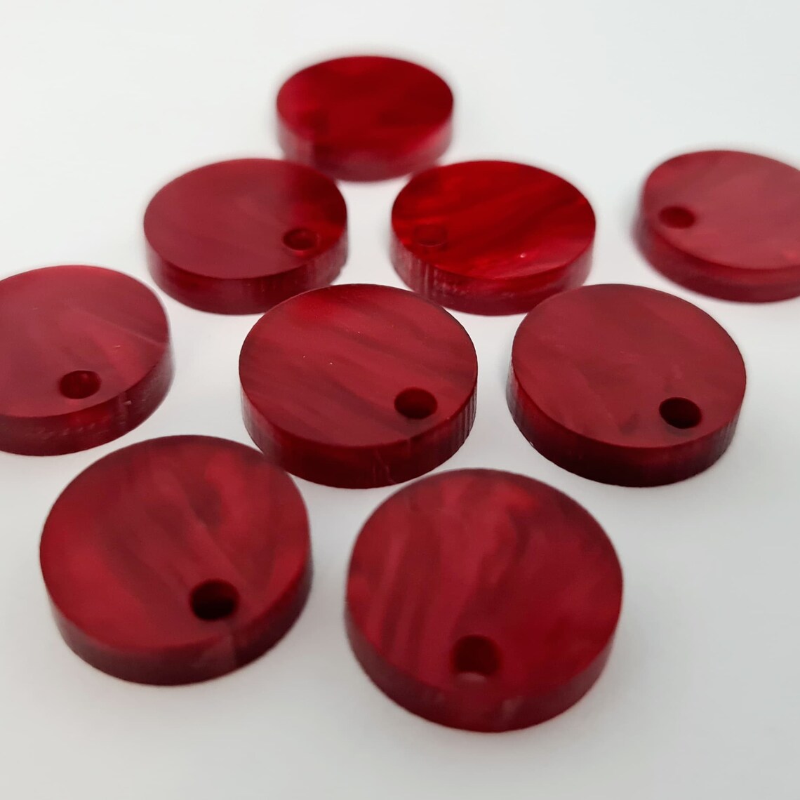 14mm DEEP RED MARBLE Acrylic Toppers/Studs