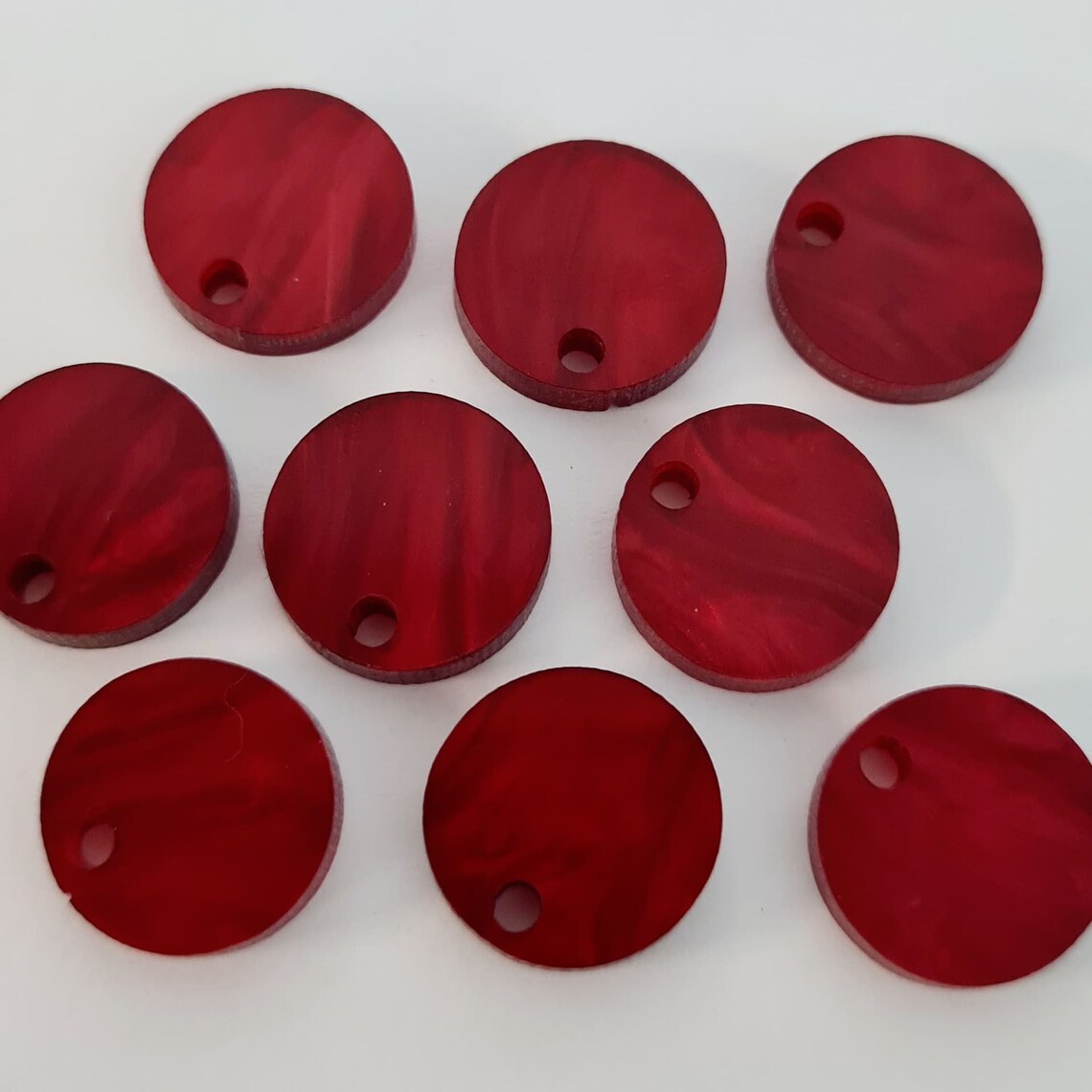 14mm DEEP RED MARBLE Acrylic Toppers/Studs