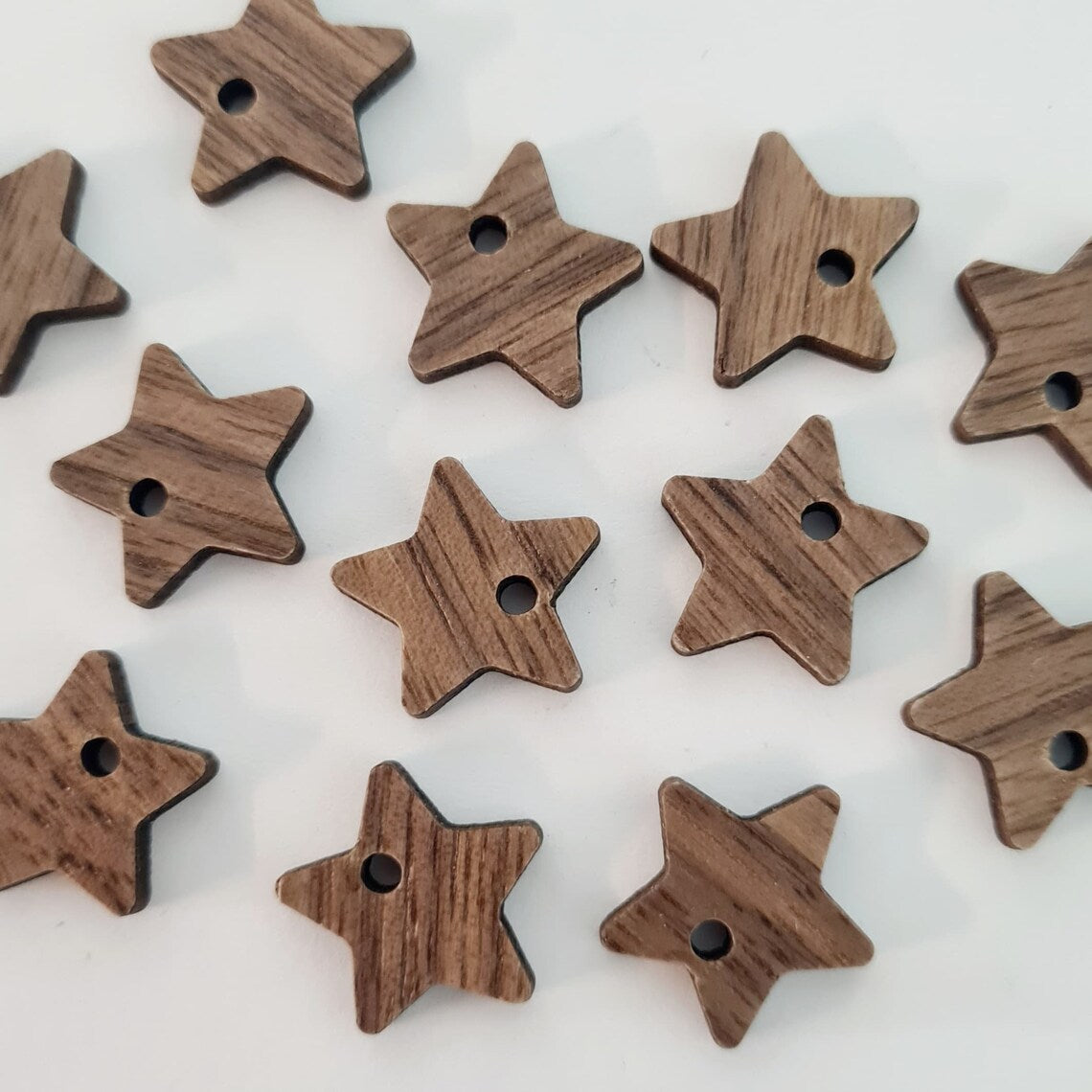 16mm WALNUT VENEER STAR Toppers/Studs