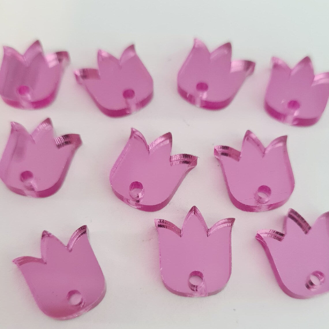 14mm PINK MIRROR TULIP Acrylic Toppers/Studs