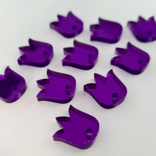 14mm PURPLE MIRROR TULIP Acrylic Toppers/Studs