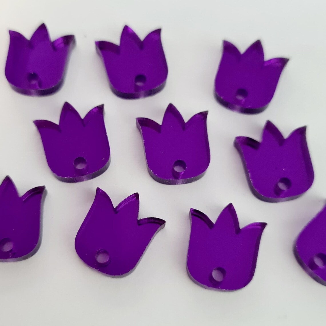 14mm PURPLE MIRROR TULIP Acrylic Toppers/Studs