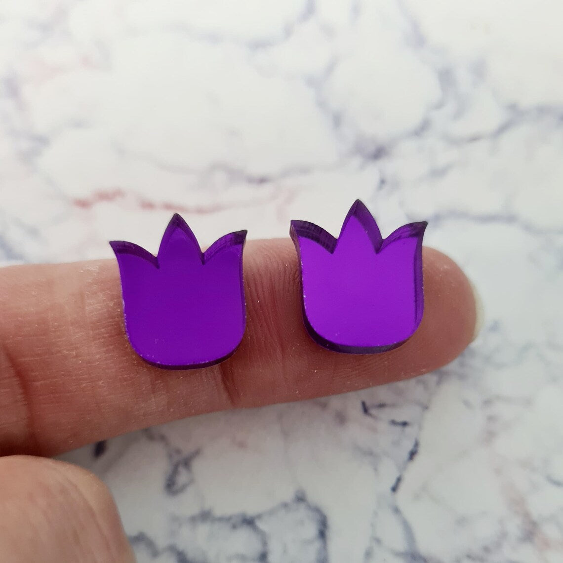 14mm PURPLE MIRROR TULIP Acrylic Toppers/Studs