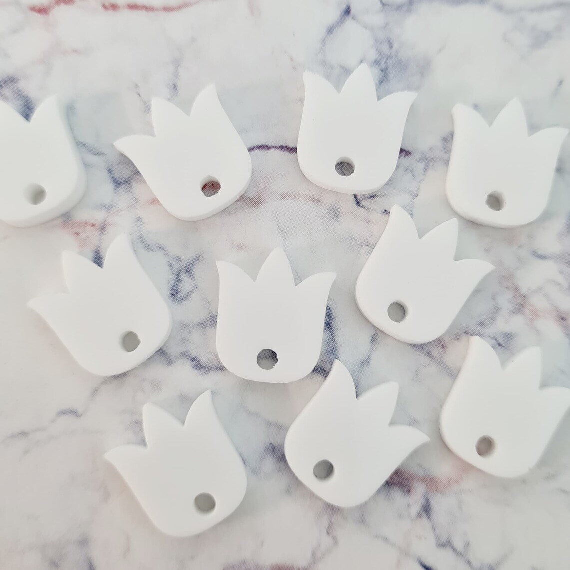 14mm GLOSSY WHITE TULIP Acrylic Toppers/Studs