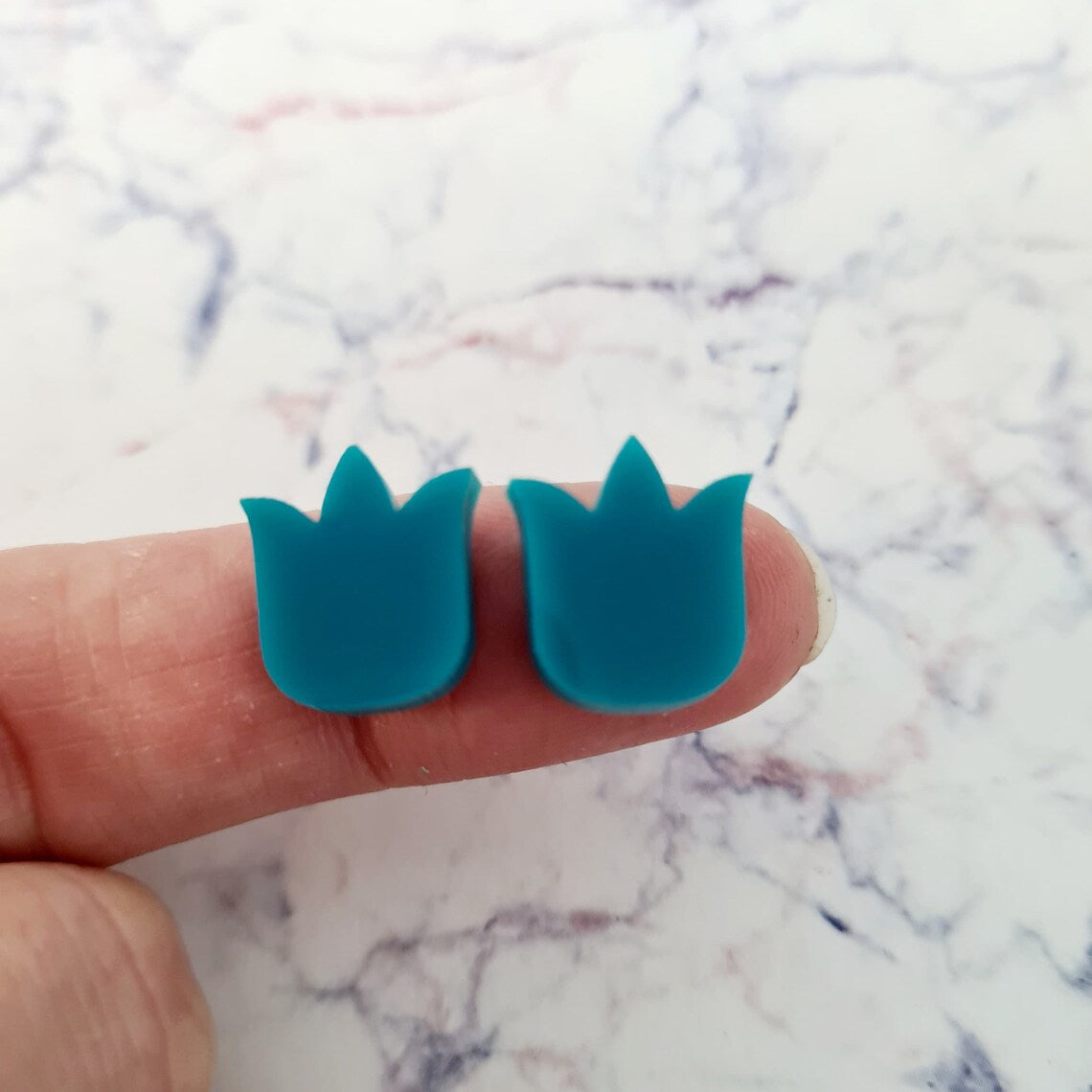 14mm TURQUOISE TULIP Acrylic Toppers/Studs