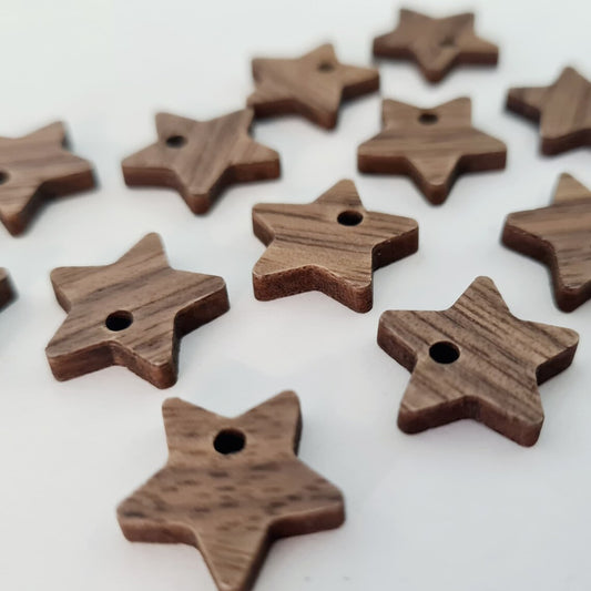 16mm WALNUT VENEER STAR Toppers/Studs