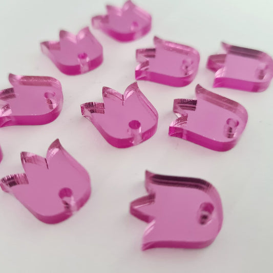 14mm PINK MIRROR TULIP Acrylic Toppers/Studs