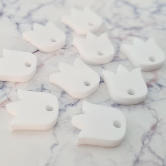 14mm GLOSSY WHITE TULIP Acrylic Toppers/Studs