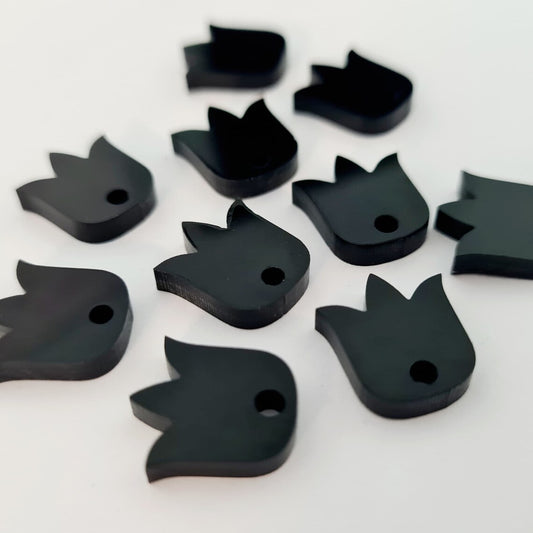 14mm GLOSSY BLACK TULIP Acrylic Toppers/Studs