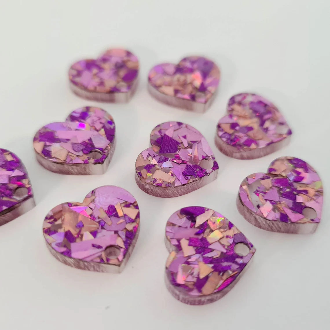 14mm UNICORN GLITTER Acrylic HEART Toppers/Studs