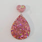 14mm  HOLOGRAPHIC ROSE GOLD GLITTER Acrylic HEART Toppers/Studs