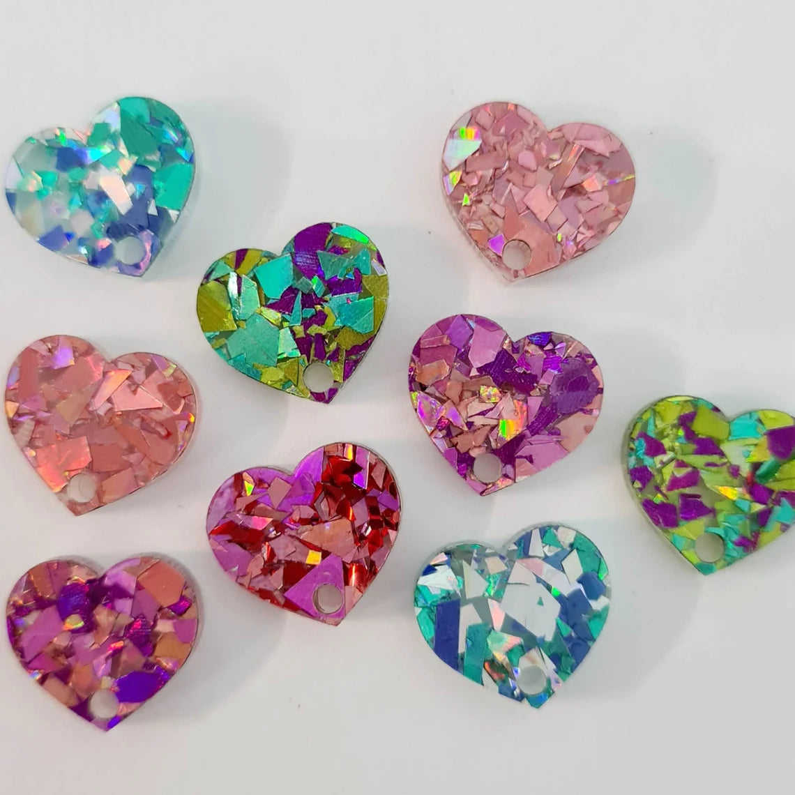 14mm CHUNKY GLITTER Acrylic HEART MIXED PACK Toppers/Studs