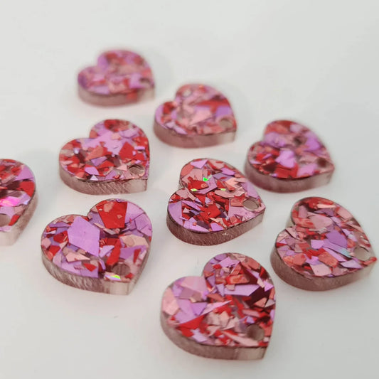 14mm CHUNKY LOVE GLITTER Acrylic HEART Toppers/Studs