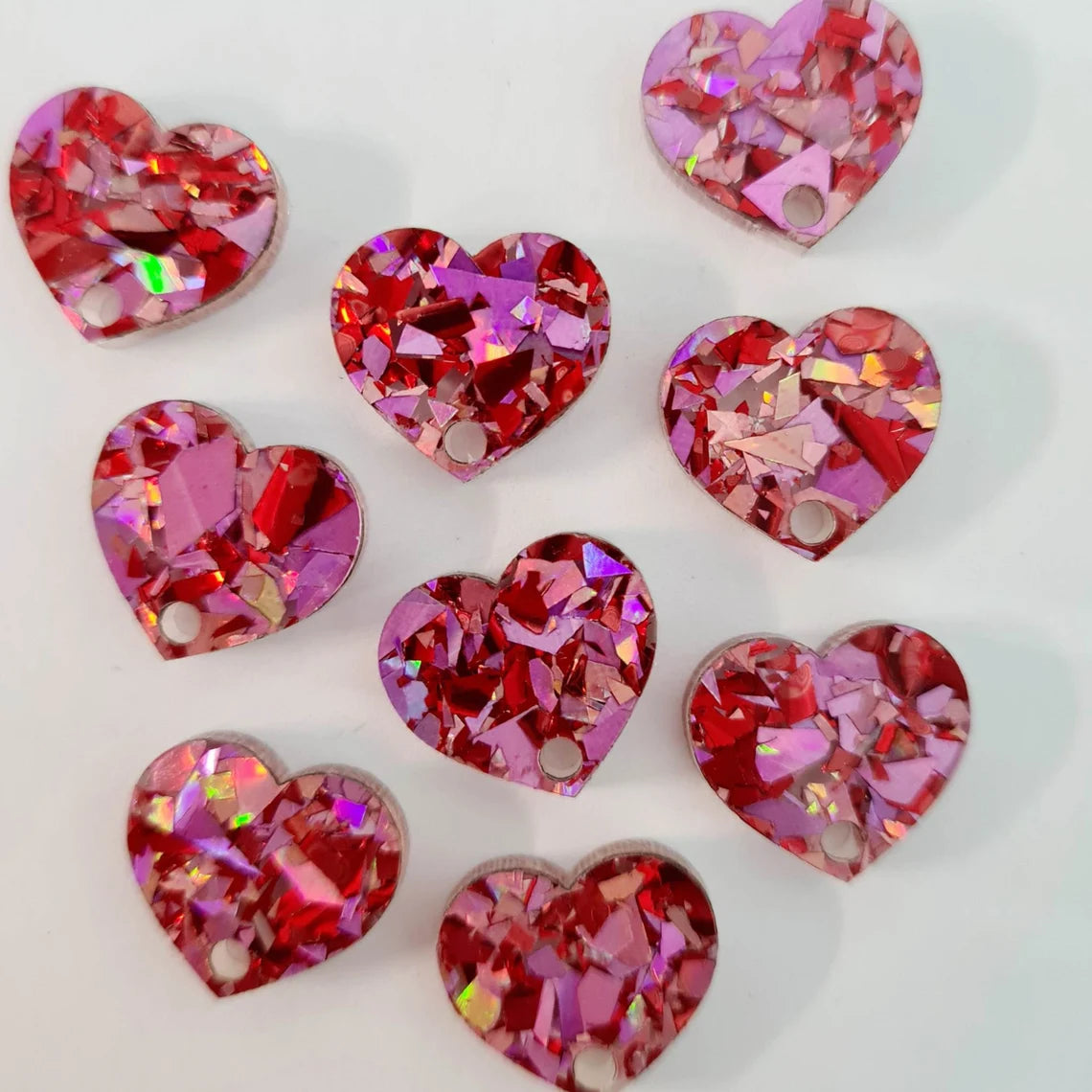 14mm CHUNKY LOVE GLITTER Acrylic HEART Toppers/Studs