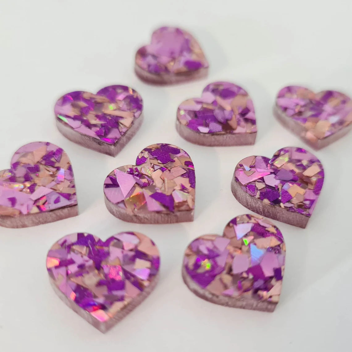 14mm UNICORN GLITTER Acrylic HEART Toppers/Studs