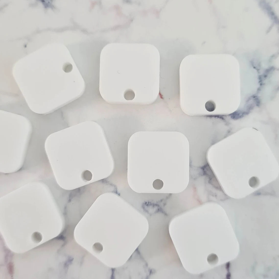 12mm GLOSSY WHITE Acrylic SQUARES Toppers/Studs